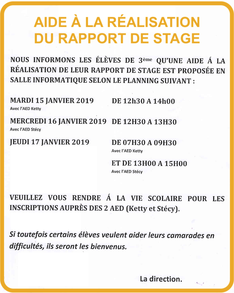 Modele Rapport De Stage