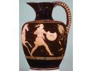 Représentation de guerrière en armure (amazone) sur poterie grecque. Antiquité